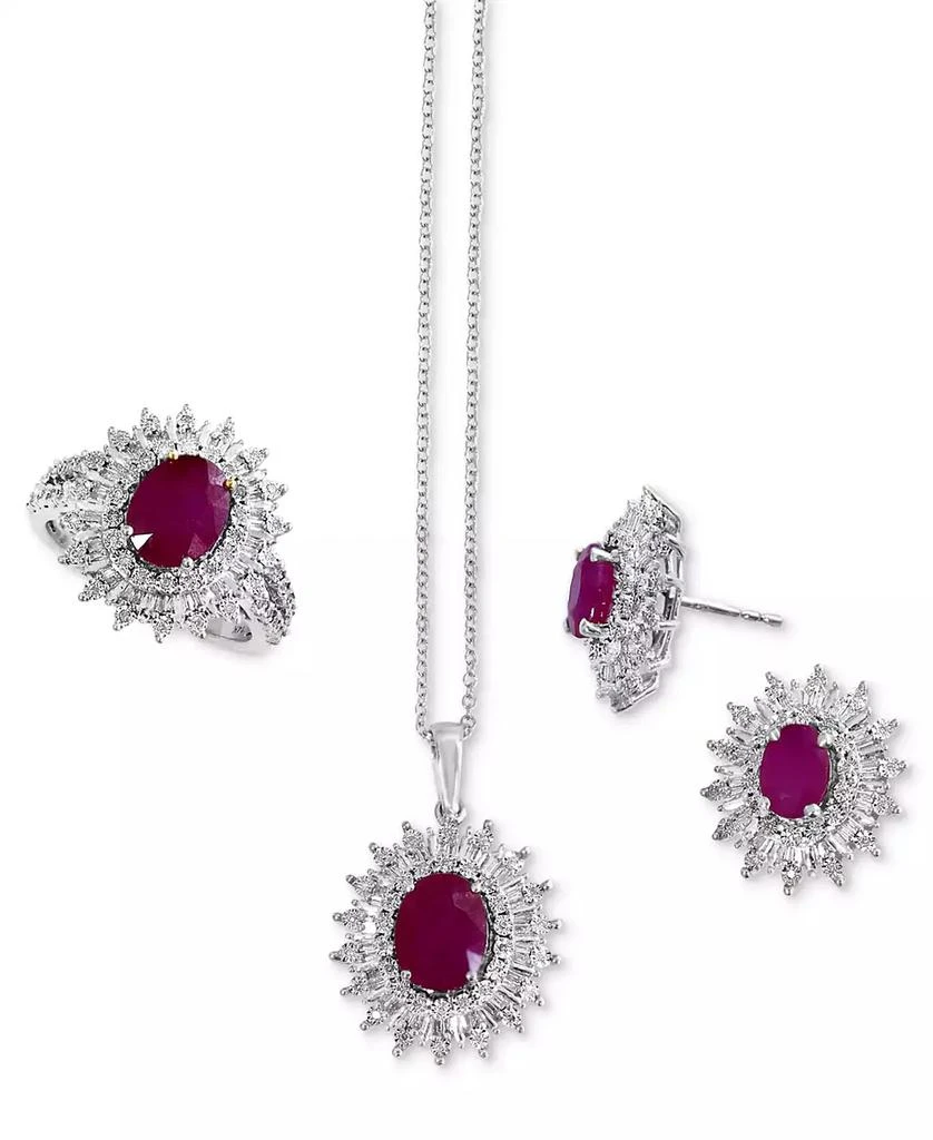 Effy EFFY® Ruby (1-7/8 ct. t.w.) 
Diamond (1/10 ct. t.w.) Halo 18" Pendant Necklace in 14k White Gold 2