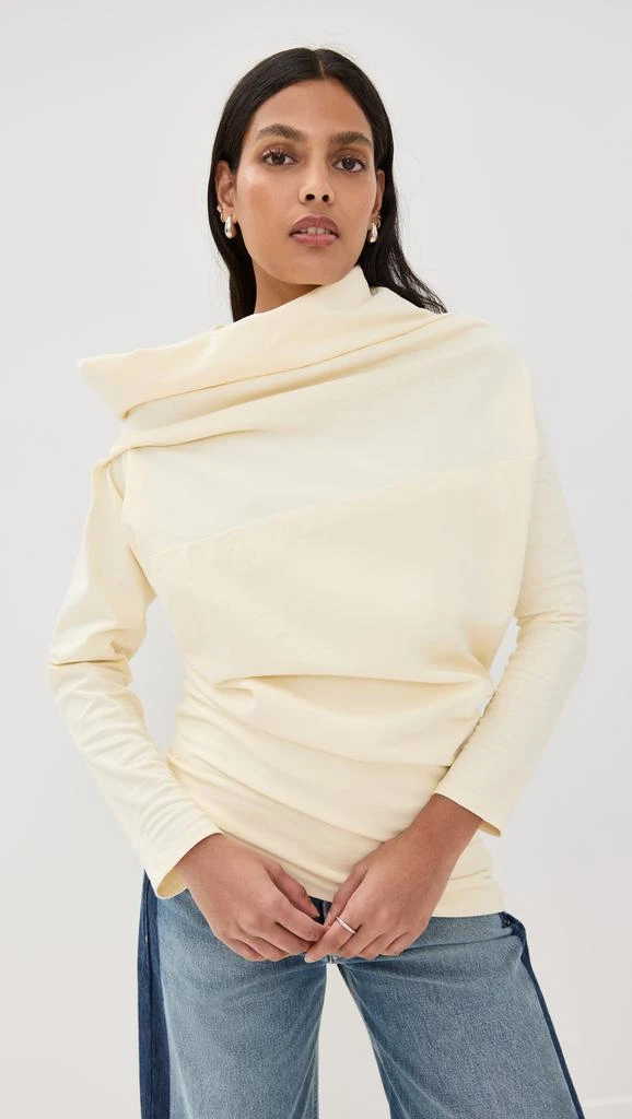 AWAKE MODE Jersey Cowl Neck Draped Top 6