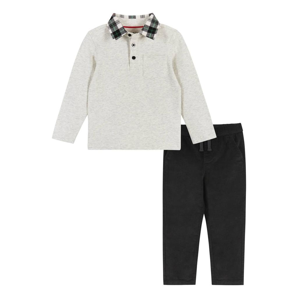 Andy & Evan Andy & Evan - Holiday Polo & Corduroy Pants Set