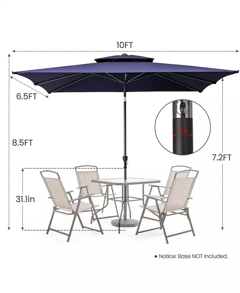Slickblue Rectangular Tilt Market Patio Umbrella with Stand – Outdoor Sun Shade for Garden 5