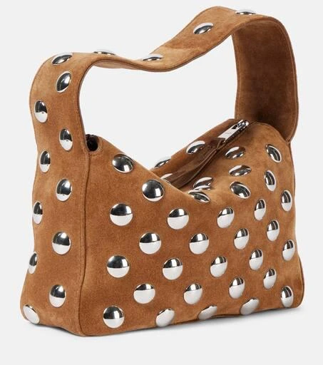 Khaite Elena Small studded suede shoulder bag 4