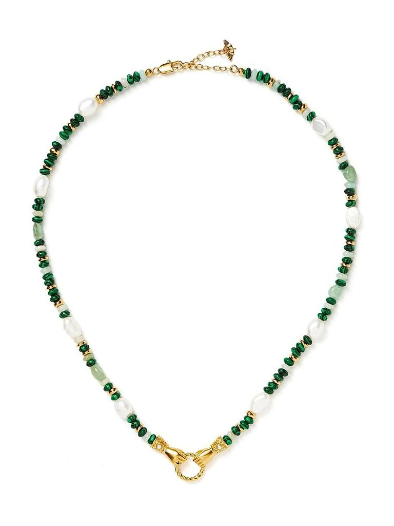 Missoma Harris Reed x Missoma In Good Hands 18K Gold-Plate, Pearl, Amazonite & Malachite Necklace 1