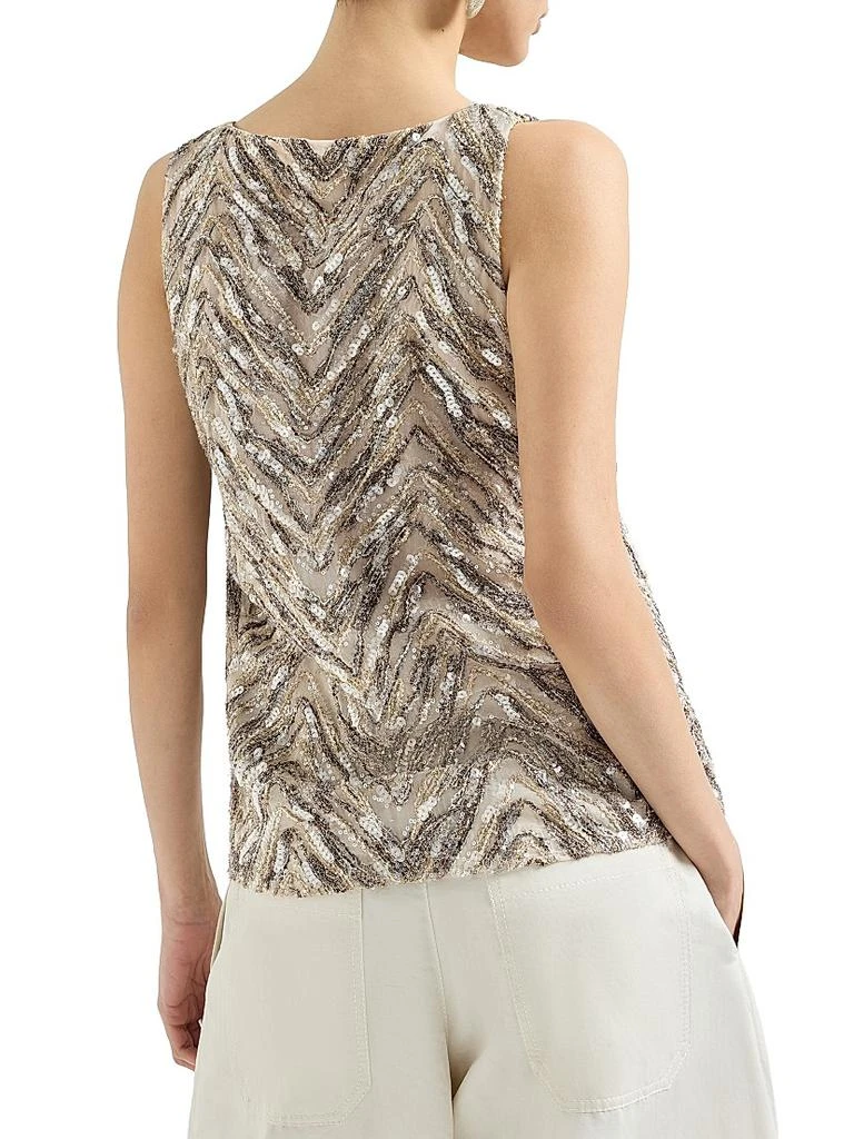 Brunello Cucinelli Crispy Silk Top with Dazzling Chevron Embroidery 3