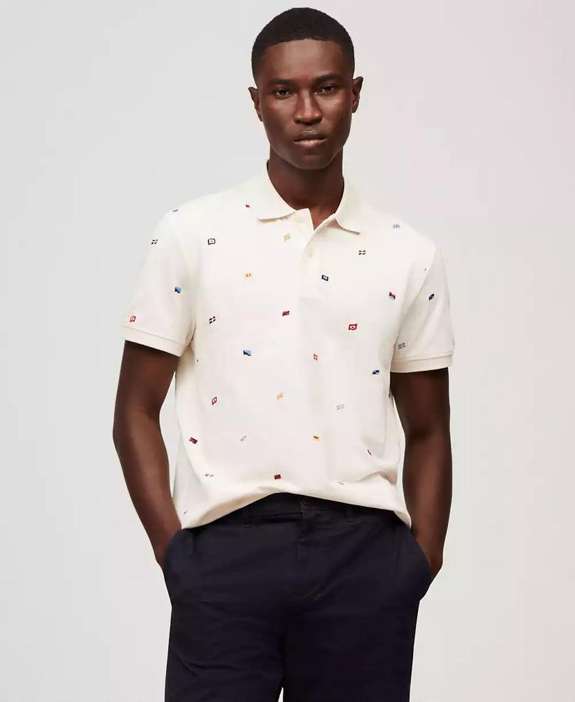 Tommy Hilfiger Men's Regular Fit Allover Flag Polo Shirt