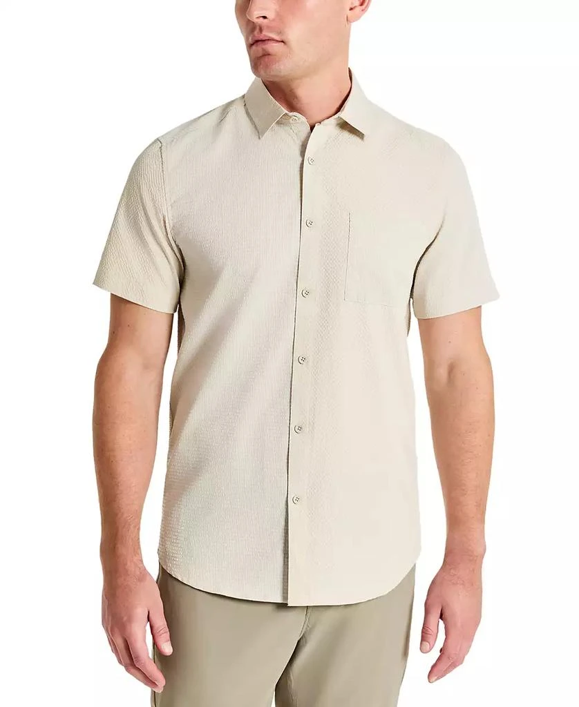 Kenneth Cole Men's Slim Fit Short-Sleeve Mixed Media Sport Shirt 1