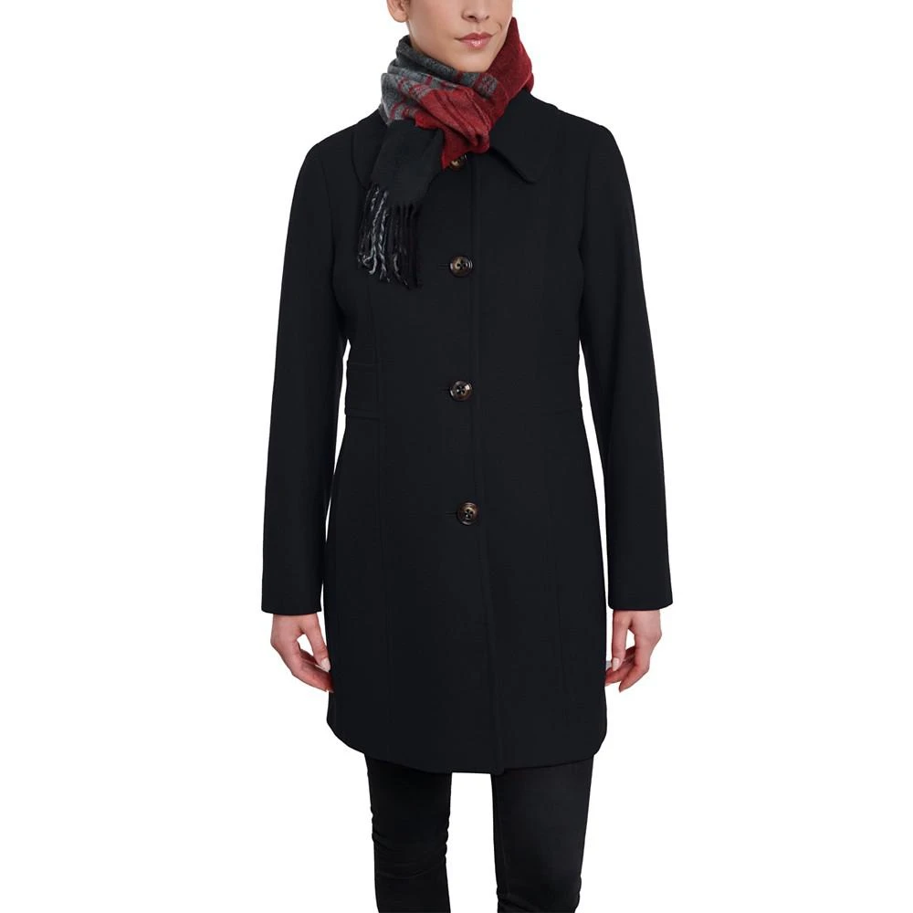London Fog Women's Single-Breasted Peacoat & Scarf 1