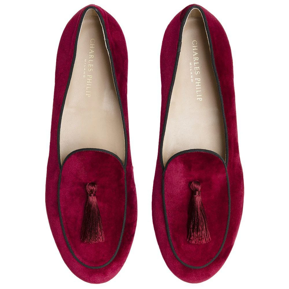 Charles Philip Red Velvet Loafer 3