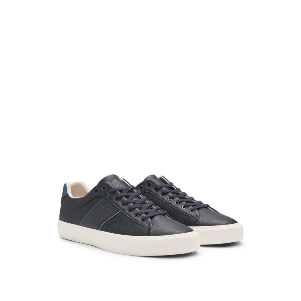 HUGO BOSS｜SNEAKERS (Faux-leather trainers with plain an BOSS - Faux-leather trainers with plain and grained textures