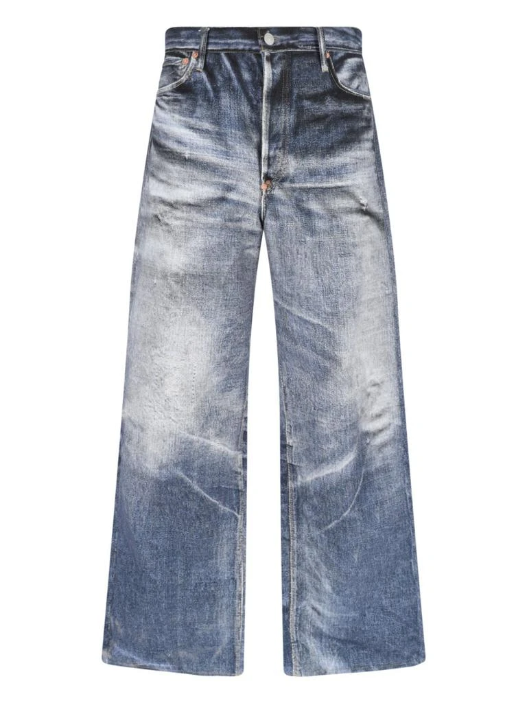 Junya Watanabe Junya Watanabe Trompe L'oeil-Printed Logo Patch Jeans 1