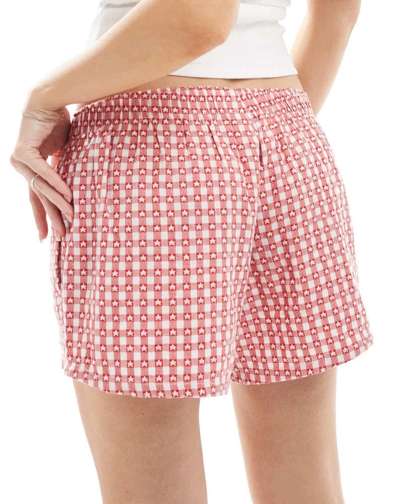 HOLLISTER Hollister low rise baggy boxer pyjama shorts in red star print 4