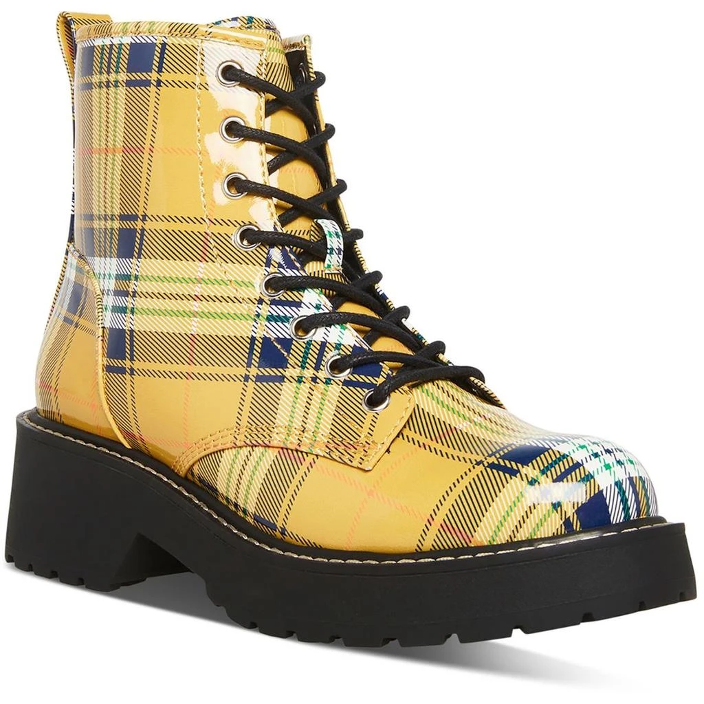 Madden Girl Carra Womens Faux Leather Block Heel Combat & Lace-up Boots 1