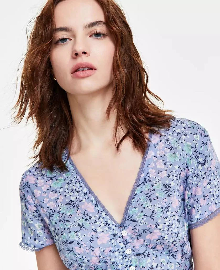 Lucky Brand Women's Lace-Trim Floral Midi Dress 4