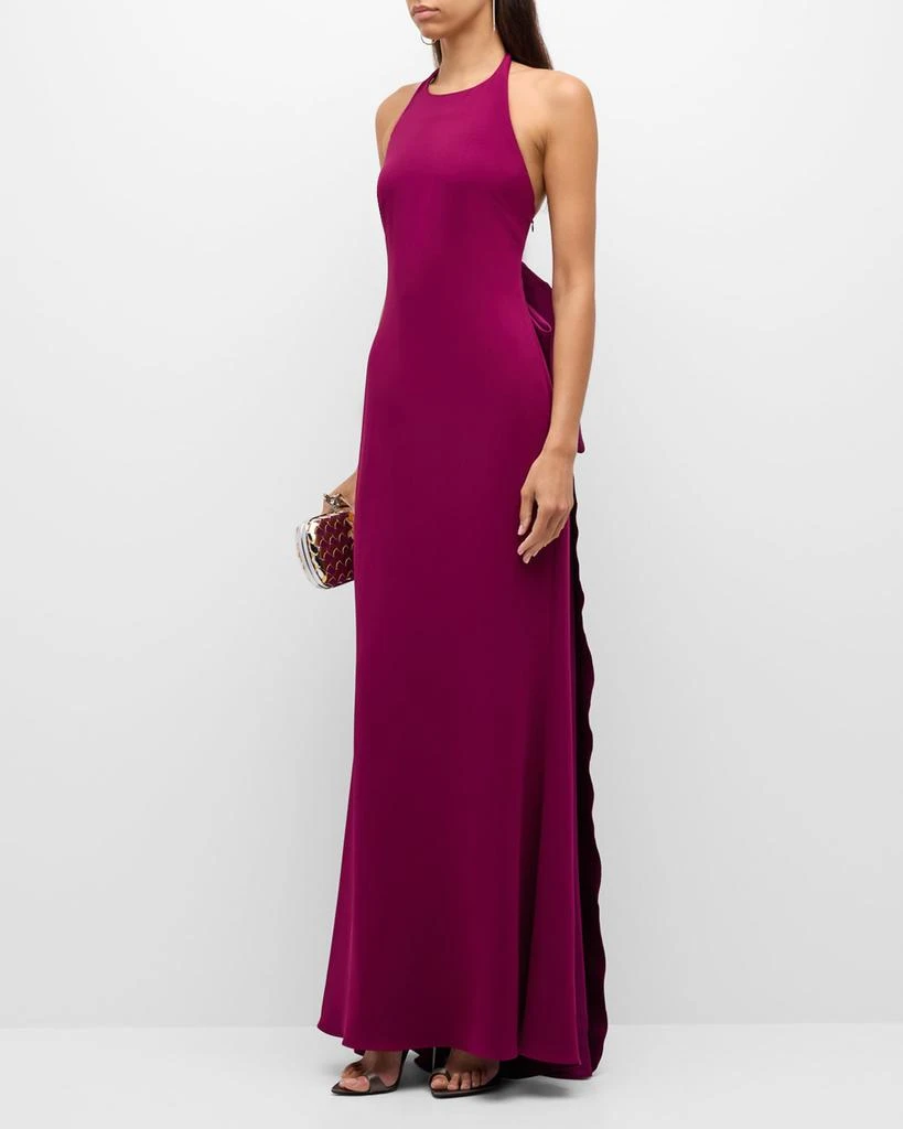 Badgley Mischka Sleeveless Bow-Back Halter Gown 3