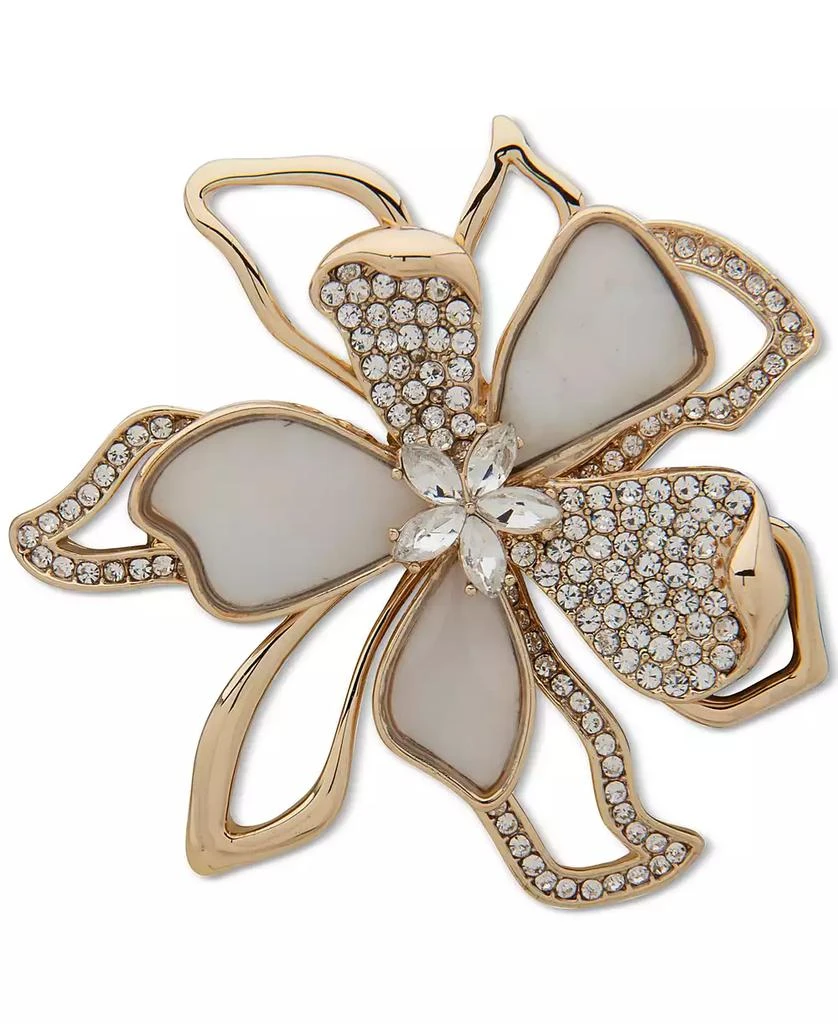 Anne Klein Gold-Tone Crystal & Mother-of-Pearl Flower Pin 1