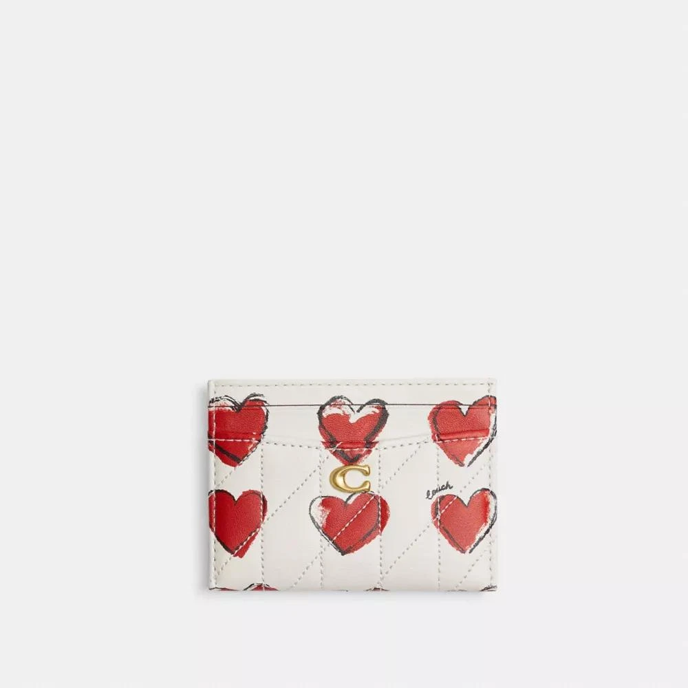 Coach Essential Card Case With Quilting And Heart Print