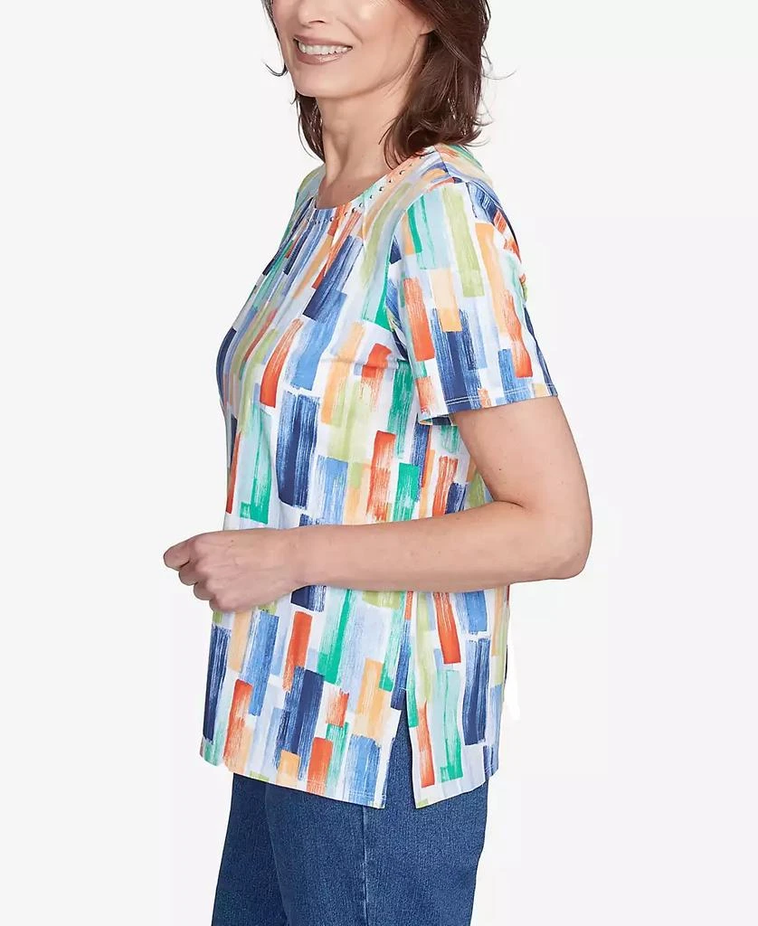 Alfred Dunner Petite  Stained Glass Pleated Crew Neck Top 3