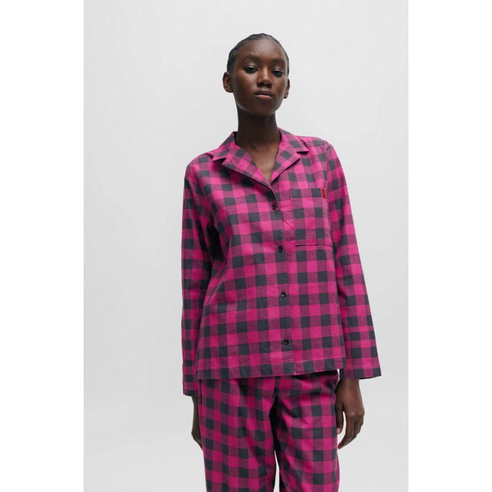 Hugo Boss Relaxed-fit pajama top in checked cotton flannel 3