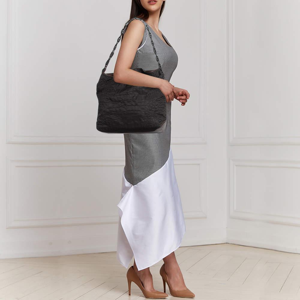 Gianfranco Ferre Gianfranco Ferre Dark Brown Fabric and Leather Chain Bucket Bag