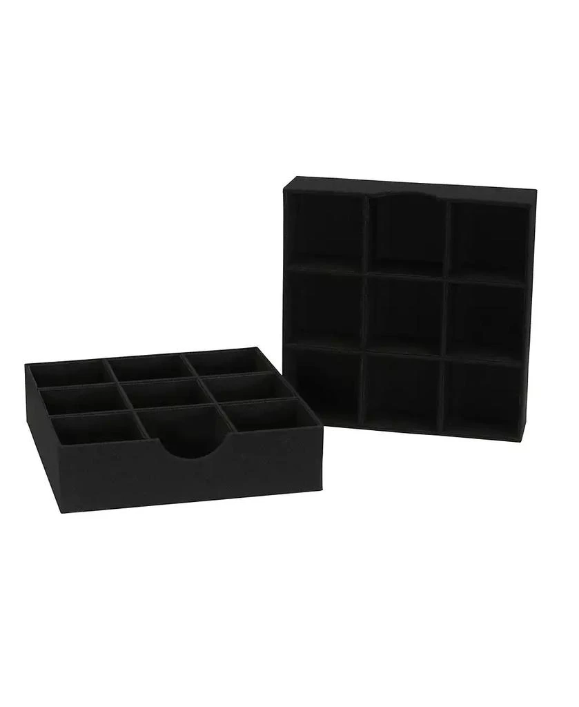 Household Essentials 9-Compartment Drawer Organizers, Pack of 2, Black Linen 3