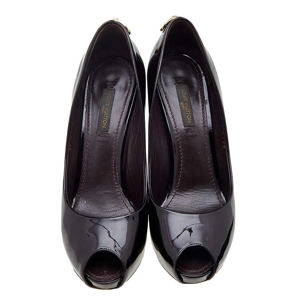 Louis Vuitton Louis Vuitton Burgundy Patent Leather Oh Really! Platform Peep Toe Pumps Size 35.5 3