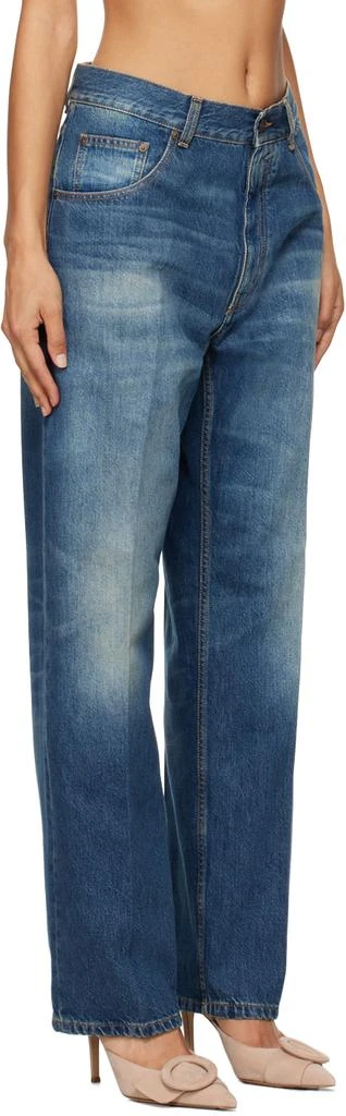 Victoria Beckham Blue Loose Fold Over Boyfriend Jeans 2
