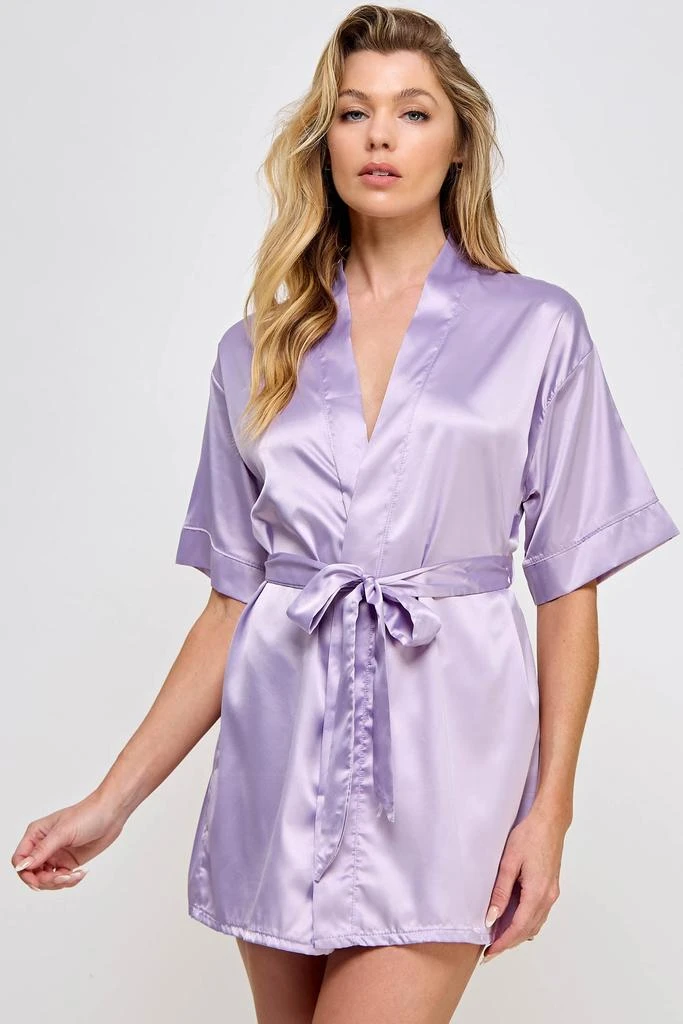 TRUEDAMES Elegant Short Satin Lounge Robe
