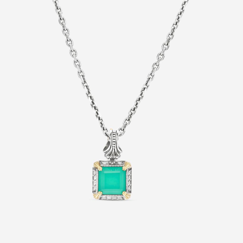 Konstantino Konstantino Sterling Silver and 18K Yellow Gold, Chalcedony Doublet and White Topaz Pendant Necklace C-MEKJ699-497