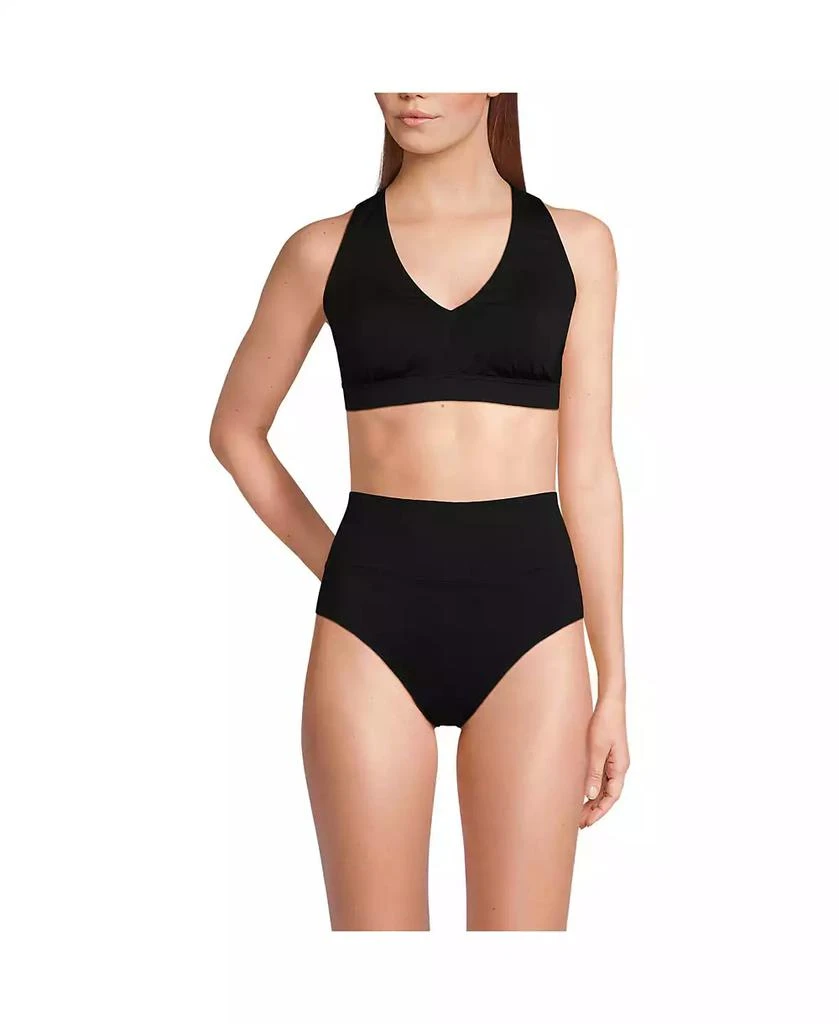 Lands
 End Women
s V-Neck Bikini and High Waisted Bottom Swimsuit Set