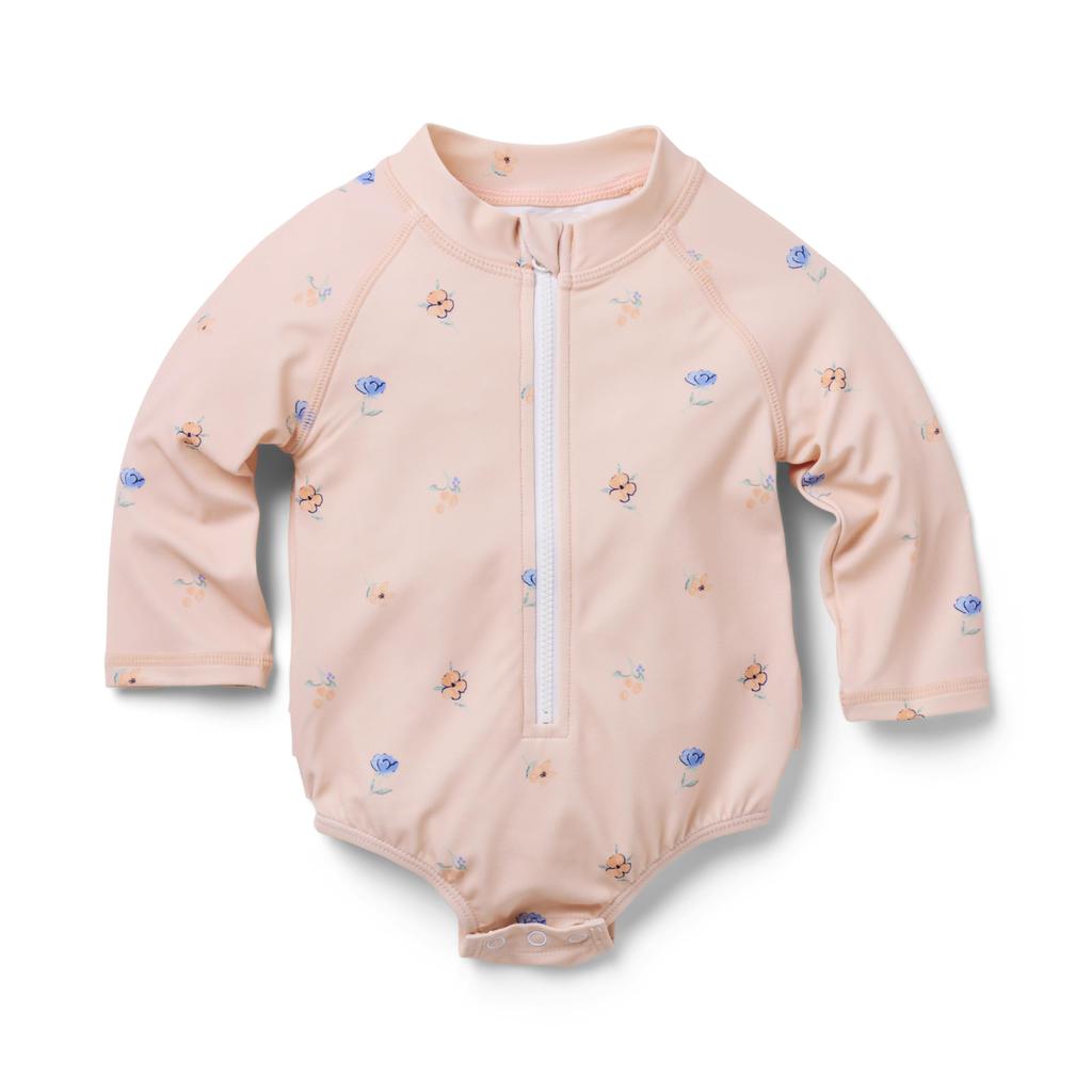 Janie and Jack Floral Zip Up Swimsuit (Infant)