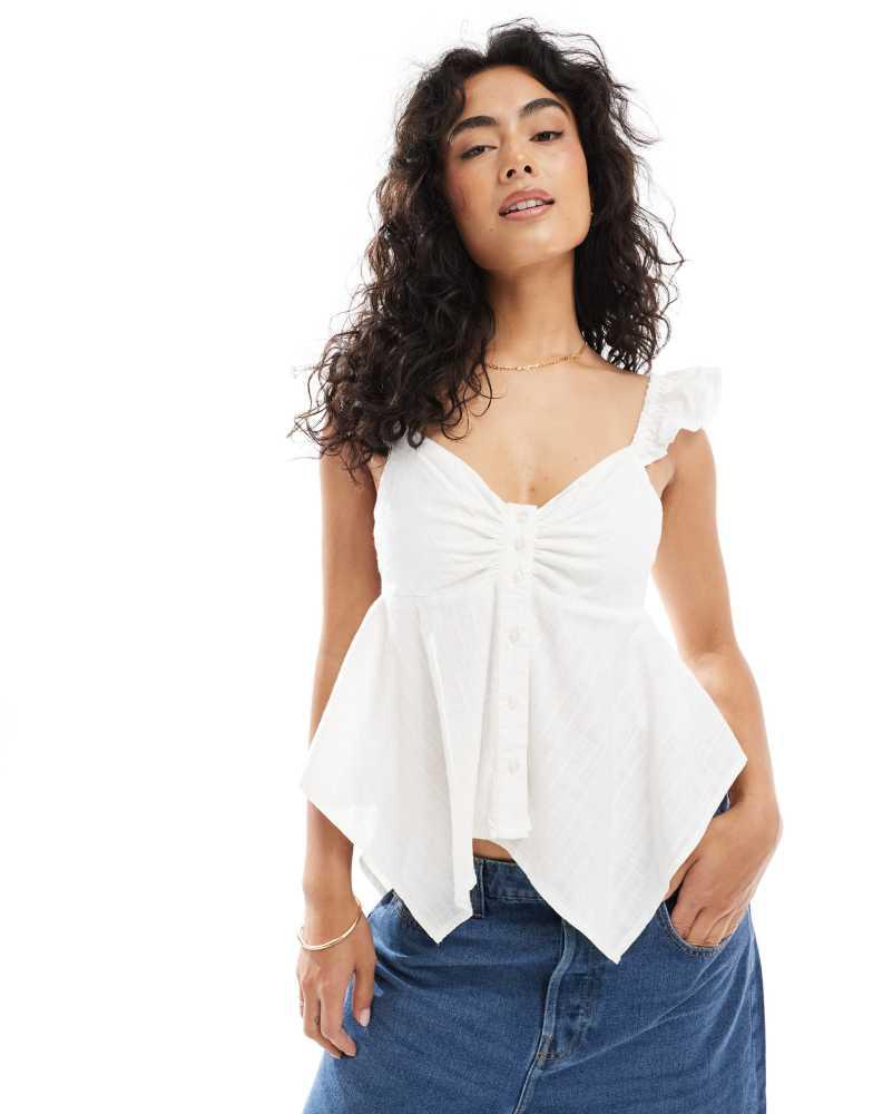 Brave Soul Brave Soul cotton rich strappy cami top in white