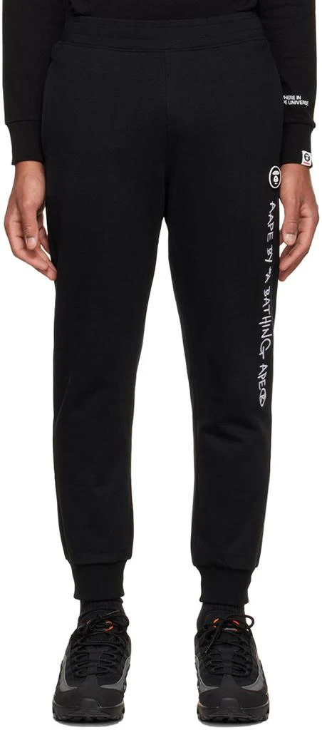 AAPE by A Bathing Ape Black Embroidered Lounge Pants 1