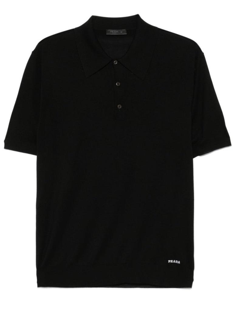 Tシャツ・カットソー PRADA Black Wool Blend Polo Shirt Prada Midnight Blu Wool Polo Shirt - Polo Shirts - BeyondStyle