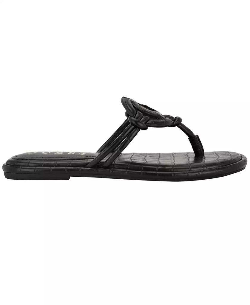 GUESS Women's Saime Embellished G Cutout Flat Thong Sandals