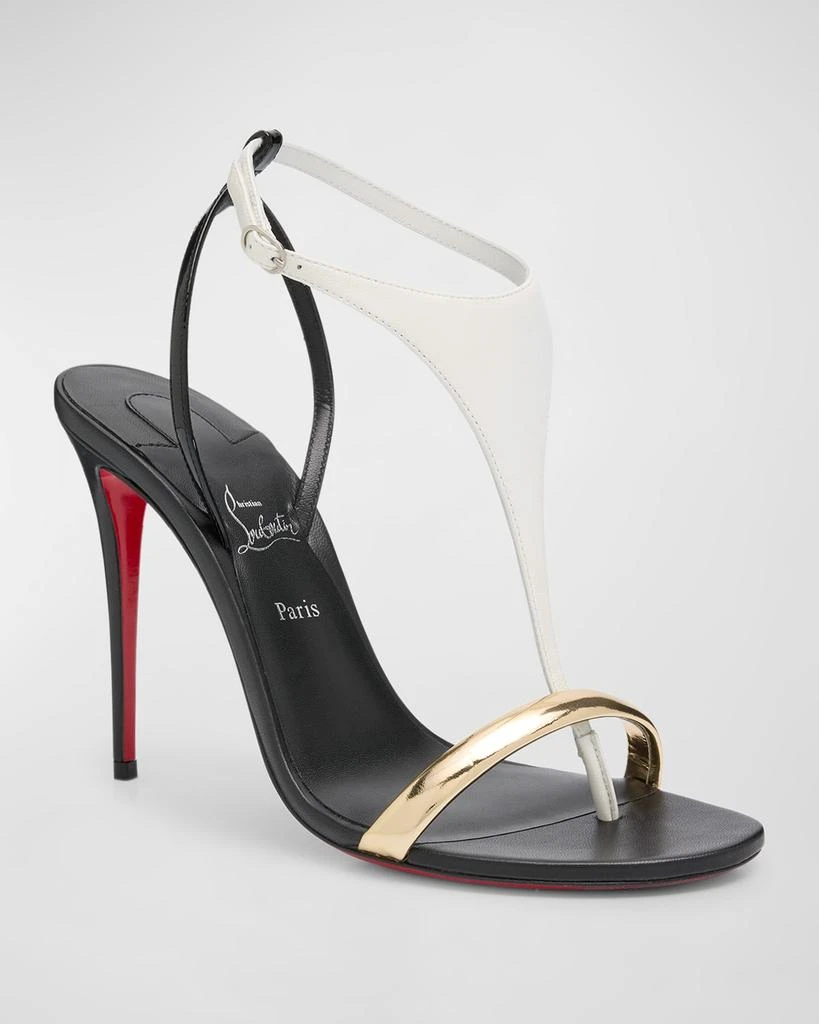Christian Louboutin Athina Colorblock T-Strap Red Sole Sandals 4