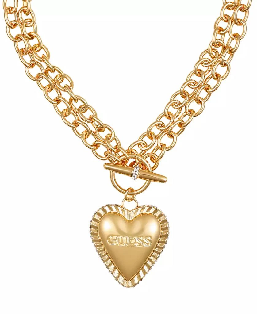 GUESS Gold-Tone Heart Double Chain 18" Pendant Necklace 1
