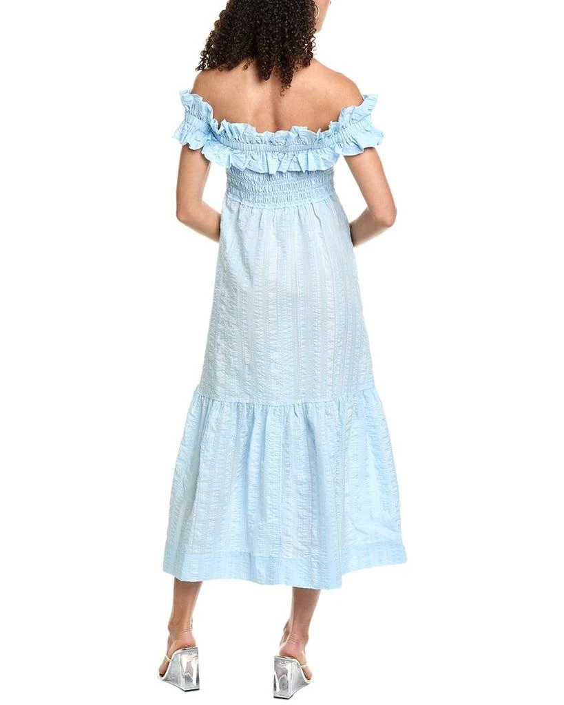 Ganni Seersucker Check Smocked Maxi Dress 2