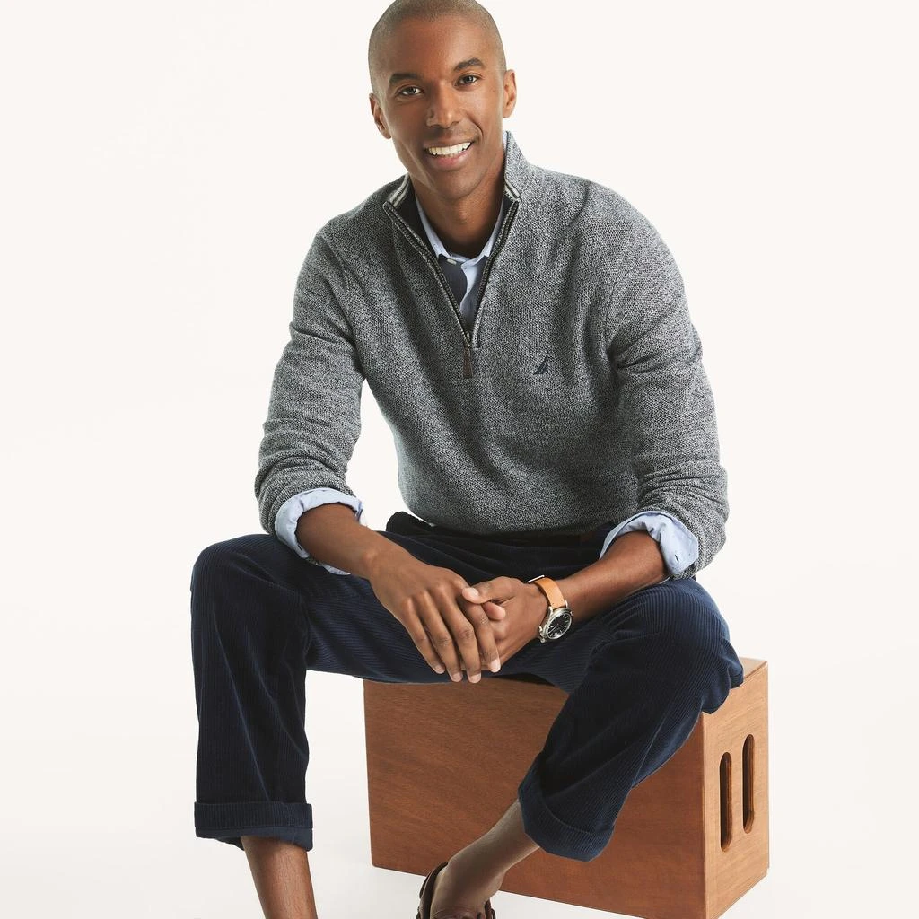 Nautica Mens Marled Quarter-Zip Sweater 3