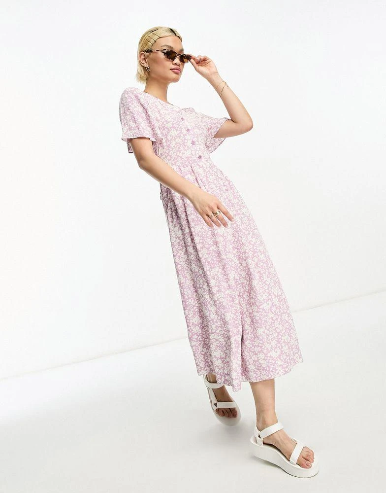 & Other Stories & Other Stories flutter sleeve midi dress in multi floral 1