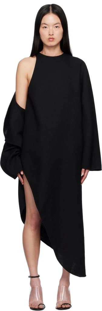 Alaïa Black Wool Gazar Wrap Coat 1