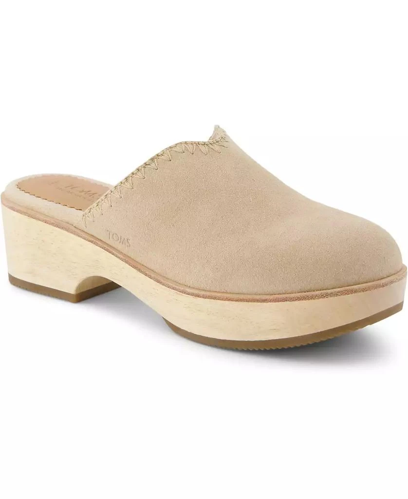 TOMS Women's Addison Suede Wood Mule Clog 1