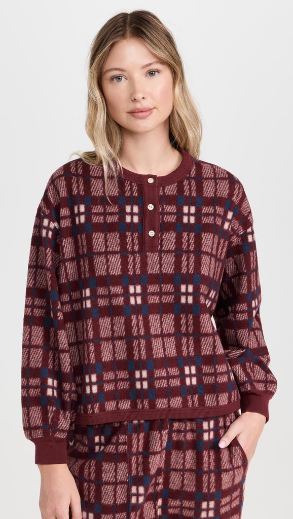 The Great The Plush Fleece Henley Sleep Sweatshirt