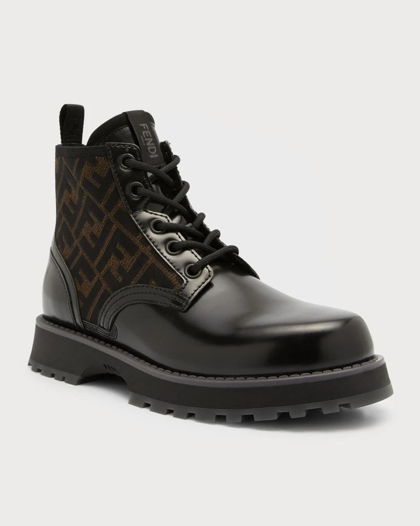 Fendi Men's Monogram Lace-Up Biker Boots 2