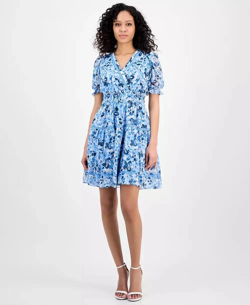 Taylor Women's Printed Smocked-Waist Fit & Flare Dress 1