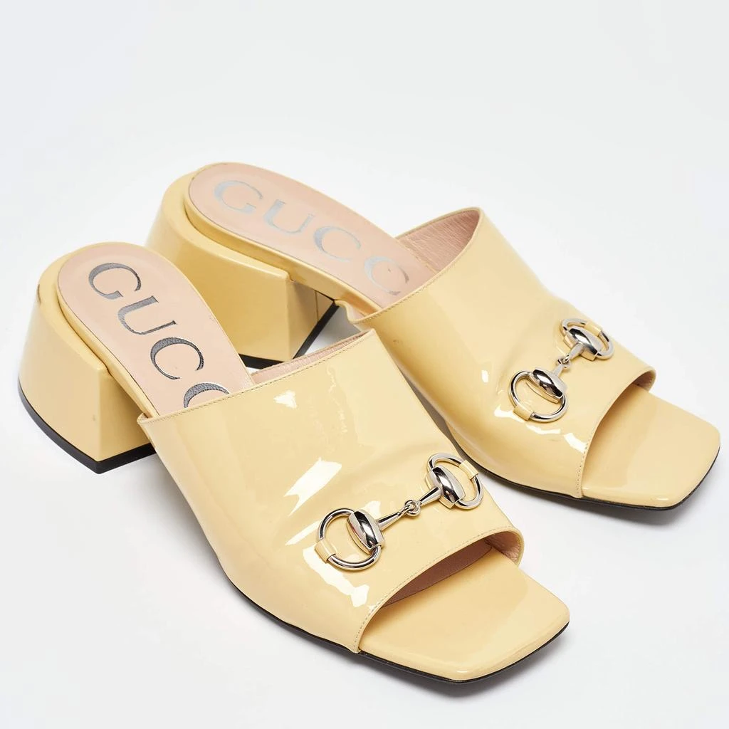 Gucci Gucci Yellow Patent Leather Lexi Horsebit Slide Sandals Size 39 4
