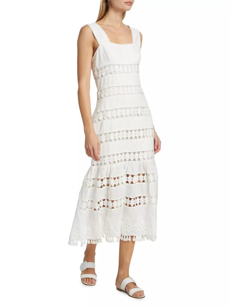 Zimmermann Pop Linen Lace Paneled Midi-Dress 2
