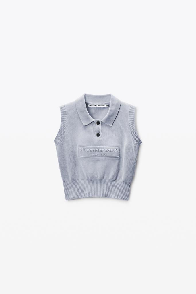Alexander Wang Grey Cotton-Blend Chenille Logo Polo