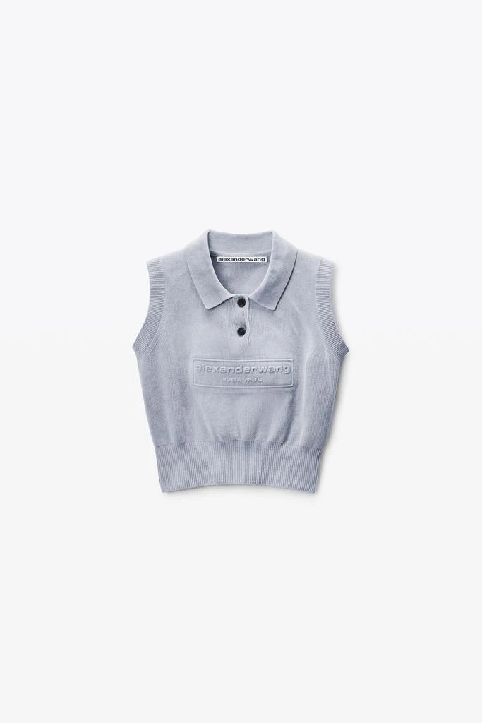 Alexander Wang Grey Cotton-Blend Chenille Logo Polo 2