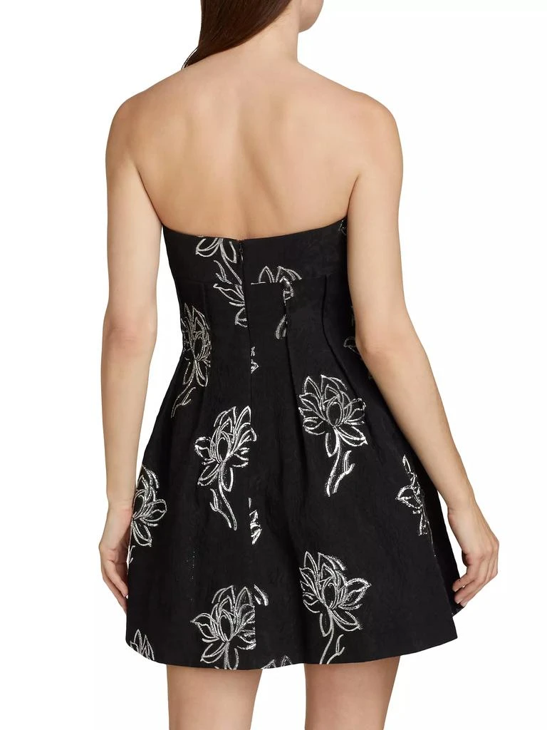 Monique Lhuillier Naomi Floral Jacquard Strapless Minidress 5