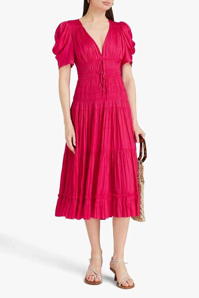 Ulla Johnson Daria tiered satin midi dress 2