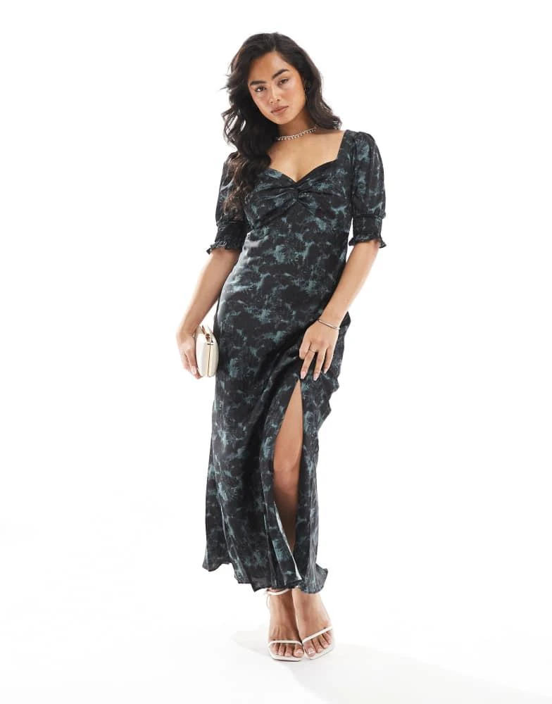 Glamorous Glamorous open maxi tea dress in charcoal digital floral 1